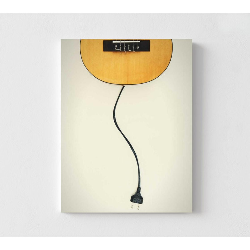 Guitare branchée, reproduction de cordon d'alimentation, H 48 po x l 36 po, Impression sans cadre, Ne s’applique pas