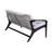 Outdoor Sofa In Dark Eucalyptus Wood And Gray Rope With White Cushions