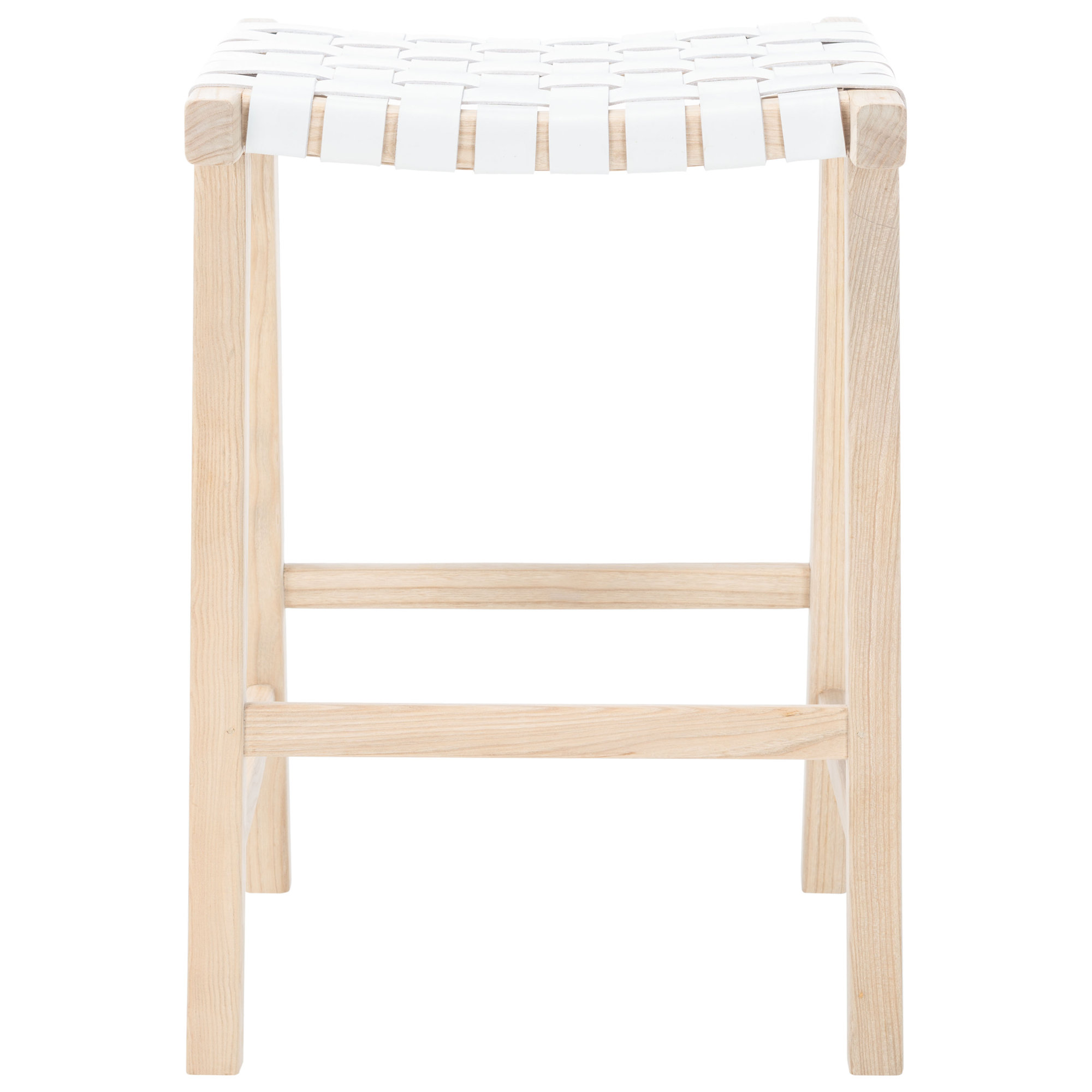 Alston Backless Leather Bar & Counter Stool, Light Natural, Counter Stool (26.77” Seat Height), White