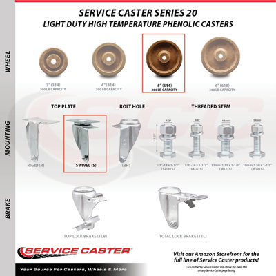 High Temp Phenolic Swivel Top Plate Caster