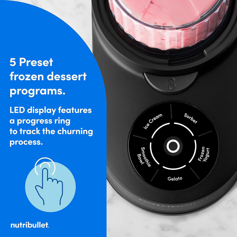 Nutribullet 16oz Chill Ice Cream Maker, Black, Black