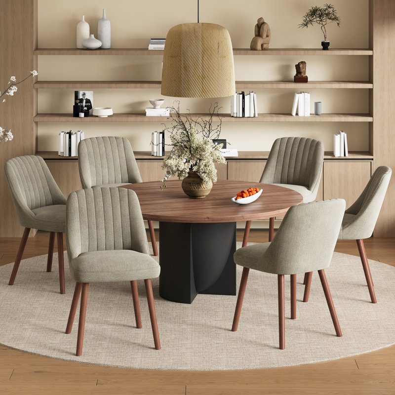 Chaises de salle à manger rembourrées modernes avec pieds en bois massif, Taupe