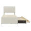 Lit plateforme simple tapissier avec lit gigogne et 3 tiroirs, tissu de lin, beige-298219257