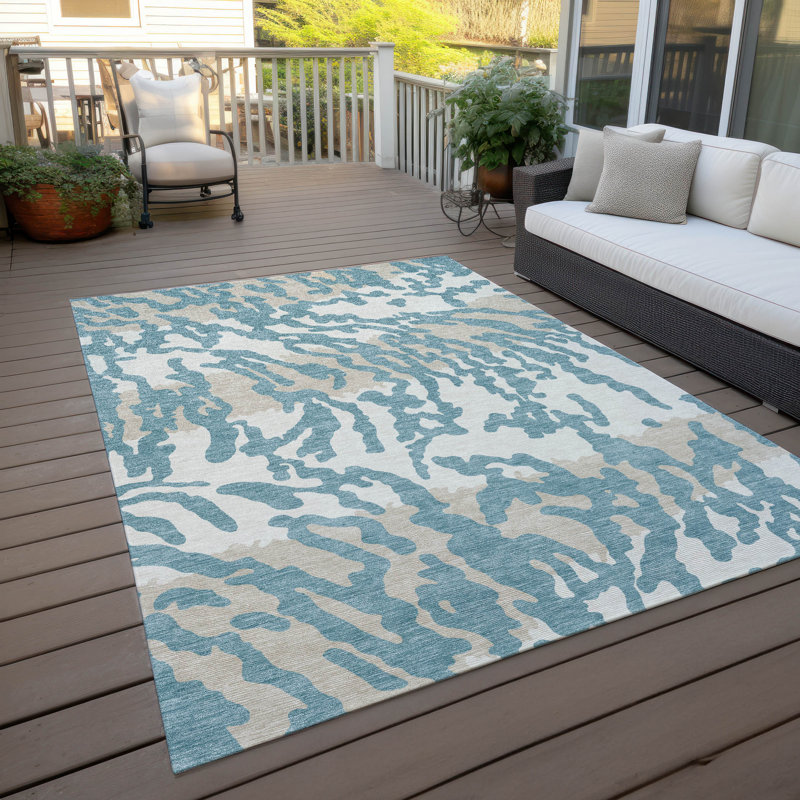  Malek Indoor/Outdoor Area Rug with Non-Slip Backing, Rectangle 3' x 5'