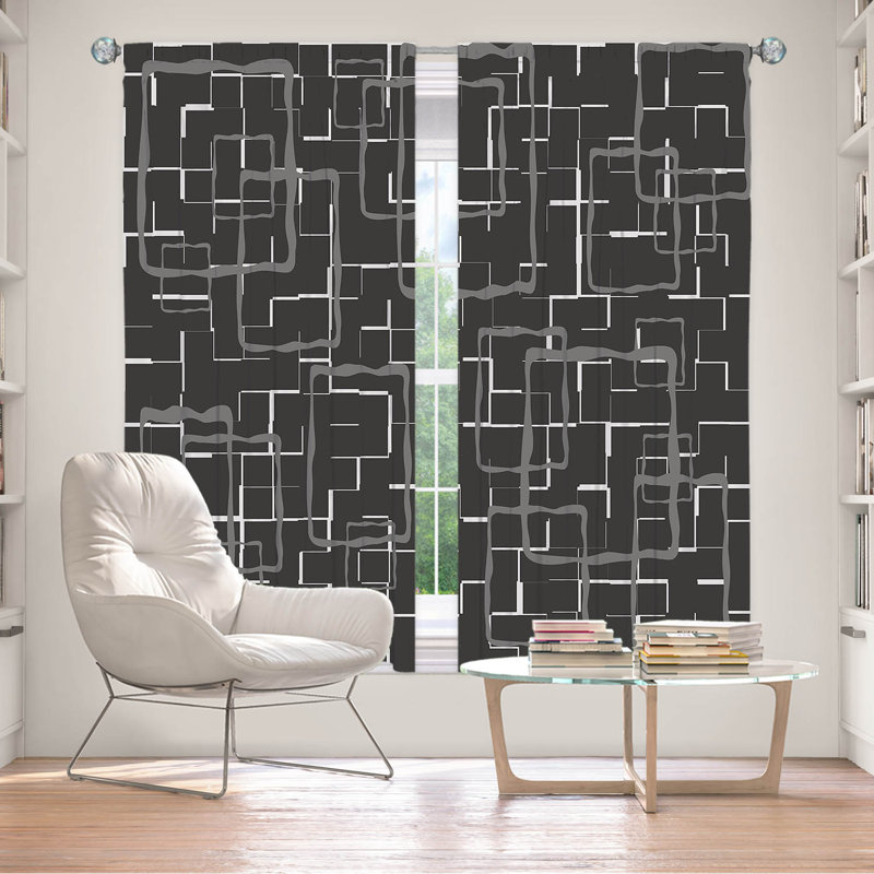 Ensemble de 2 panneaux de rideaux pour fenêtre Berends par Susie Kunzelmanelman - Geometrics, Noir / blanc, L 40 po x L 82 po