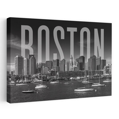 Boston Harbor Cityscape Abstract Contemporary Architecture City Wall Art Print 1 Piece Wrapped Canvas Wall Art