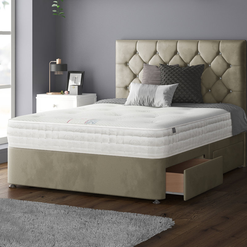 Eberhardt Divan Bed Base, Coffee, Double (4'6), 2 Foot-end Drawers