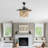  42" BoHo Black Retractable Ceiling Fan with Light Kit and Remote Wooden Beads Shade 6-speed DC Modor-1444378846