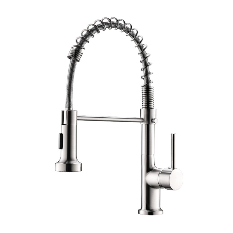 Contemporary Kitchen Sink Faucet With Pull Down , Brushed Nickel, 360 Rotation, Easy Handling Nickel Ideal For Use