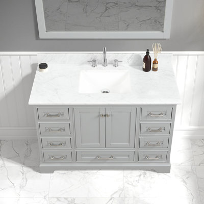 Meuble-lavabo simple 49 po avec plateau en marbre de Carrare Barrville
