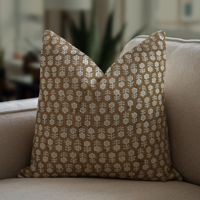 Linen Pillow Cover, 14"H x 36"W, Rectangular, Yellow/White