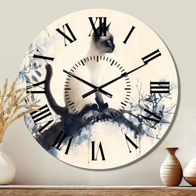 Siamese Cat in Ink - Asian Metal Wall Clock