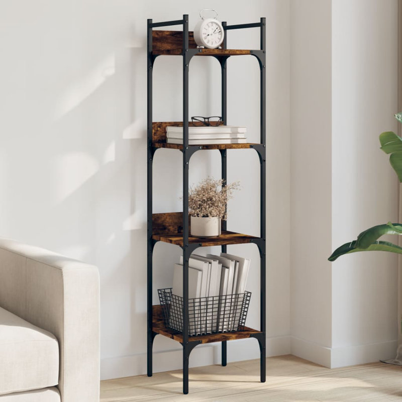 138.5cm H x 35cm W Steel Standard Bookcase, Smoked Oak