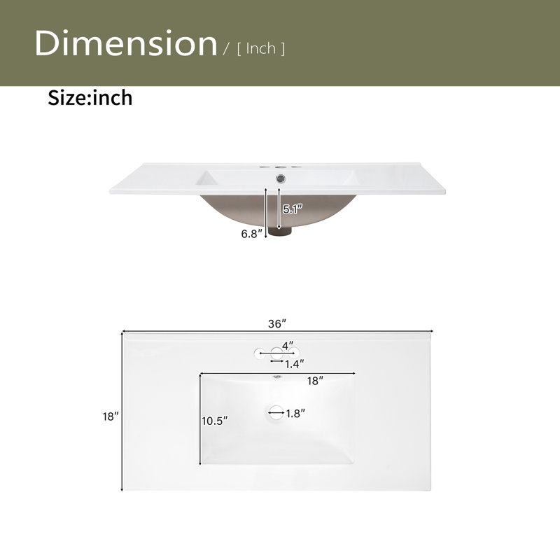 Meuble-lavabo moderne 36 "avec lavabo en céramique