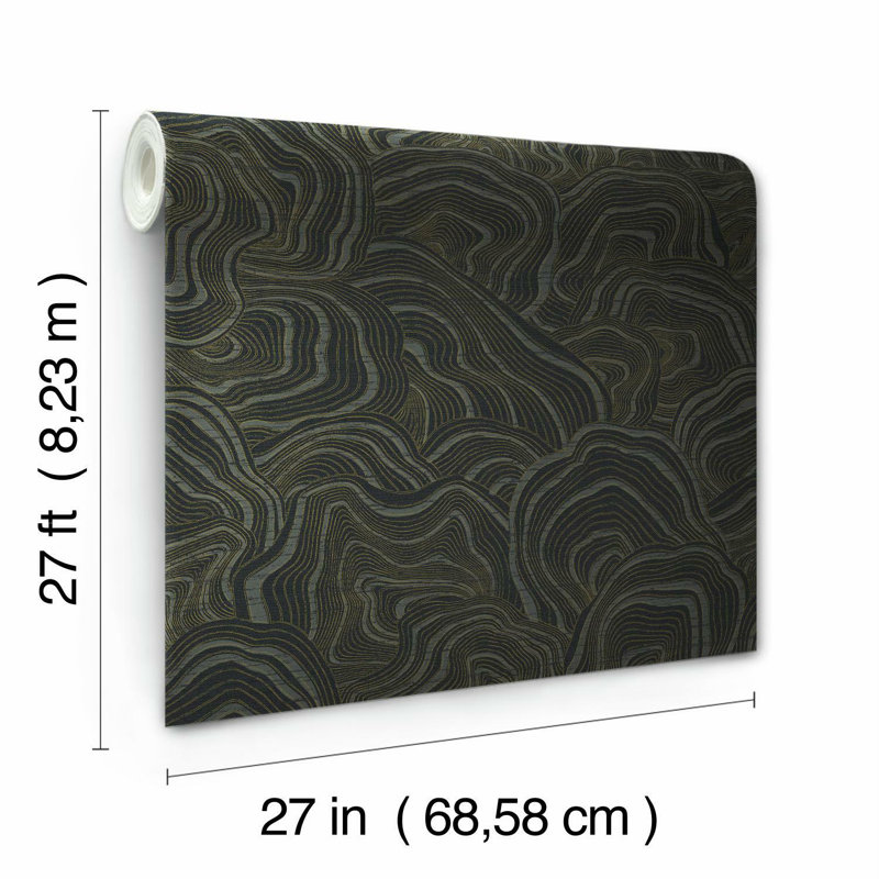 Geodes Abstract Metallic Wallpaper Double Roll, Black