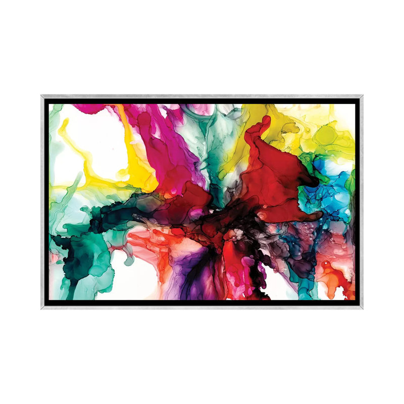 « Jeweltone Prism I » par Jennifer Goldberger-impression, Toile avec cadre argenté, H 40 po x l 60 po x 1,5 po