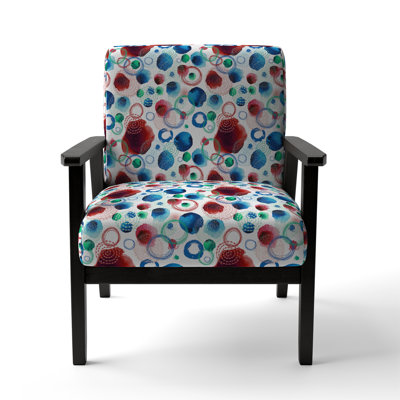 Blue Circle Pattern - Upholstered Patterned Accent Arm Chair