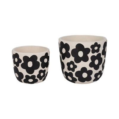 Sagebrook Home 2-Pieces Flower Power Planters, Light Green