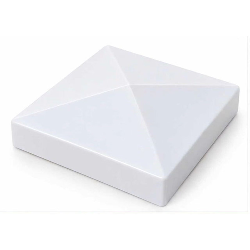 FCD 5 x 5 Inch White Vinyl Fence Post Caps, Pyramid Style, 4 Pack