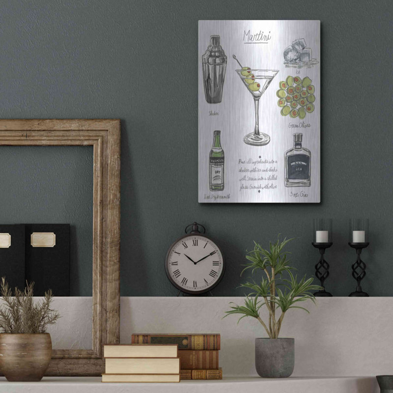 «Classic CocktailMartini» par Naomi McCavitt, art mural en métal, H 16 po x l 12 po