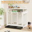 Meuble pour chien de 43,3 pouces pour chiens de grande taille, cage pour chien en bois avec cloison, chenil à double porte avec rangement pour trois tiroirs, maisonnette décorative robuste pour grands chiens de taille moyenne, blanc