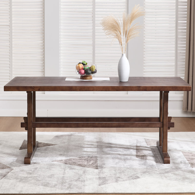 69" 6-Person Solid Wood Rectangular Dining Table, Walnut