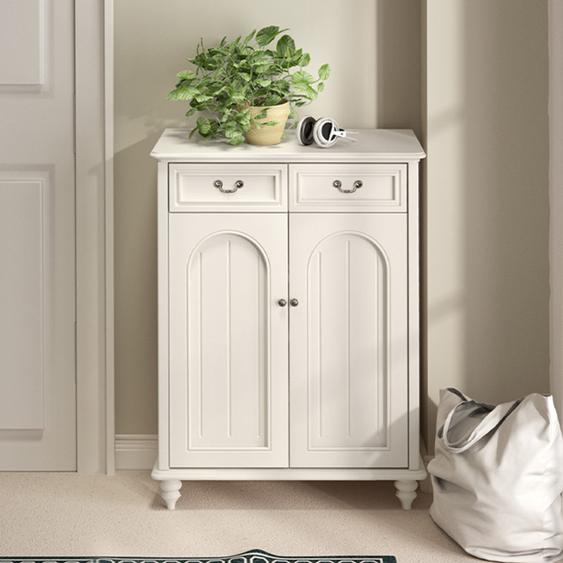 Banc de rangement blanc pour chaussures en bois massif