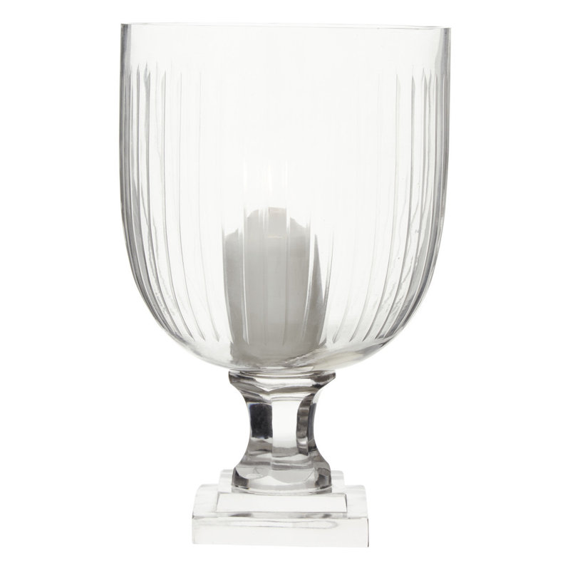 Glass Tabletop Hurricane, 26cm H x 16.5cm W x 16.5cm D
