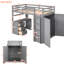 Lit mezzanine simple gris avec tiroirs, bureau et garde-robe. Fabrication en bois massif. Maximisez la fonctionnalité de la pièce. Tiroir sans sommier, espace de vie pour ordinateur. Requis-593939994-593939989