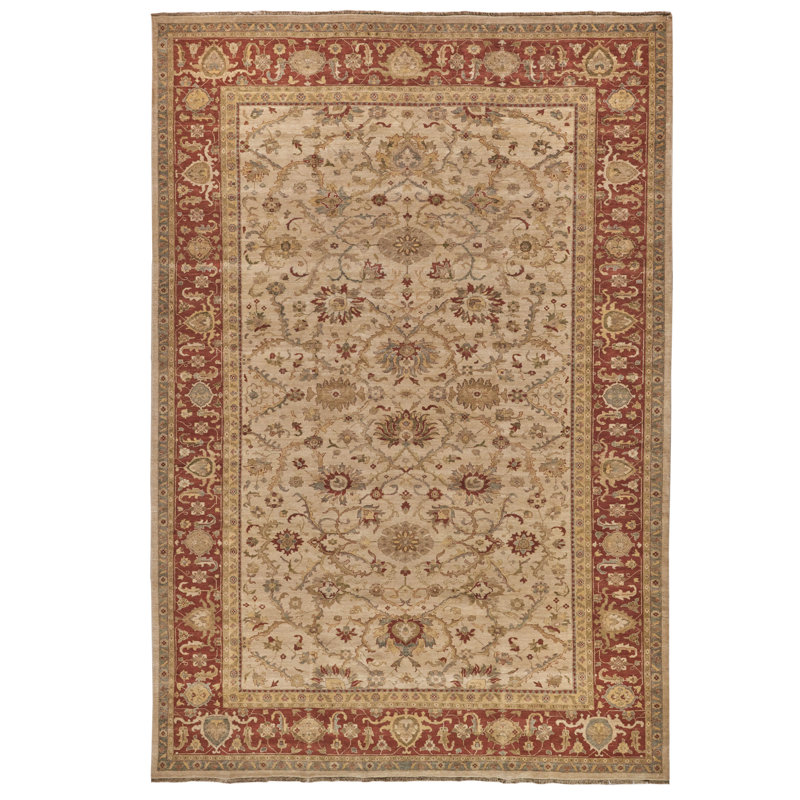 Handmade Beige Wool Rectangular 12'x18' Rug