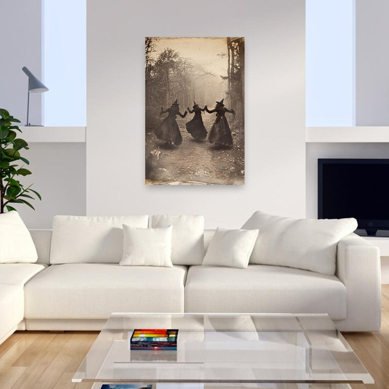 " Witches Forest Dance Gothic Mystical Vintage Forest Landscape Wall Art Print " Print, 48" H x 32" W