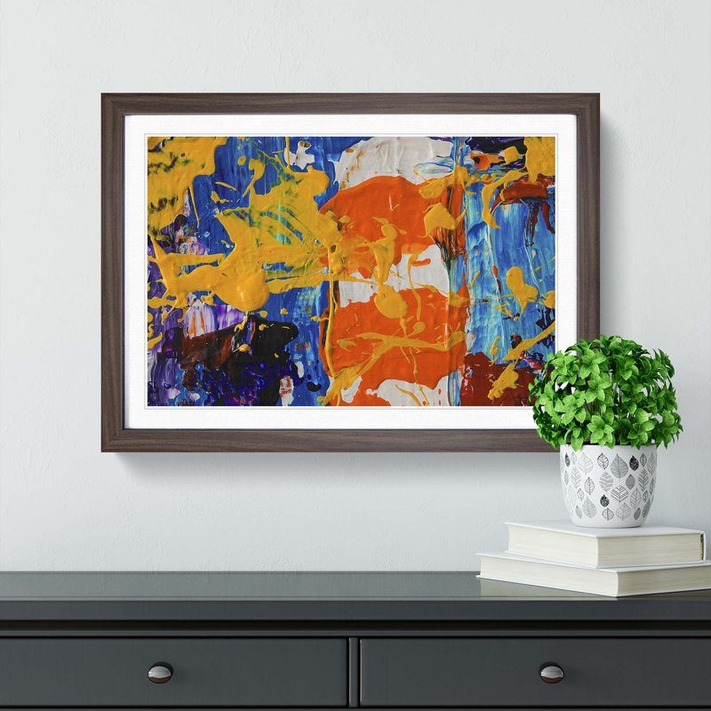 Abstract Art Painting Vol.80 by S.Johnson - Picture Frame Painting Print, 36cm H x 48cm W x 2cm D, Walnut Framed