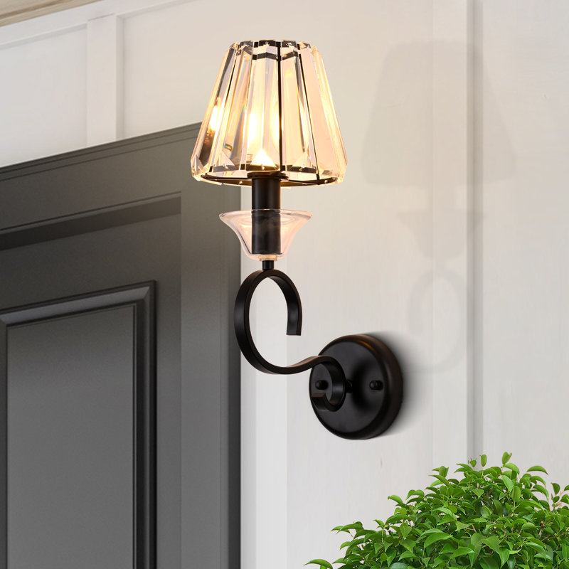 9.6" Modern 1-Light Crystal Wall Sconce For Bedroom, Living Room, Entryway, And More, Chrome