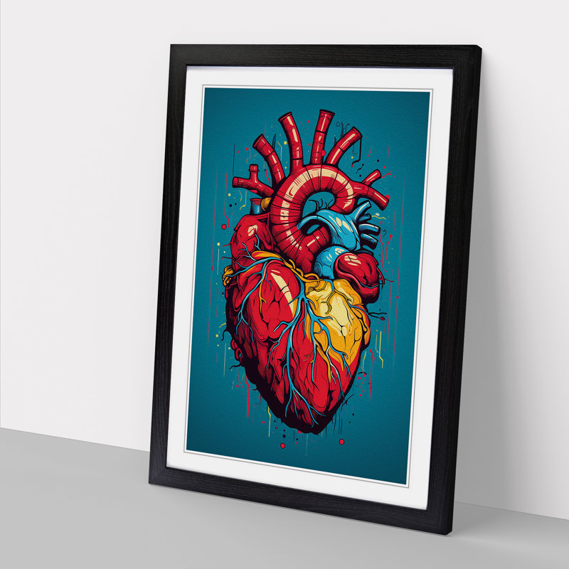 Anatomical Heart Pop Art - Framed Print, Black Framed, 46cm H x 34cm W