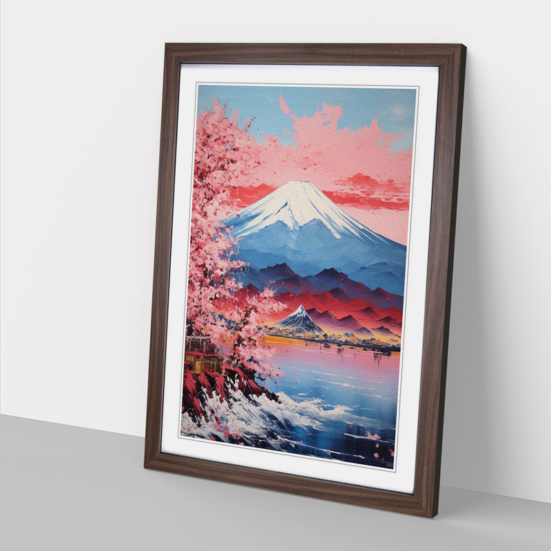 Mount Fuji Impressionism No.2 - Framed Print, 64cm H x 46cm W x 2cm D, Walnut Framed