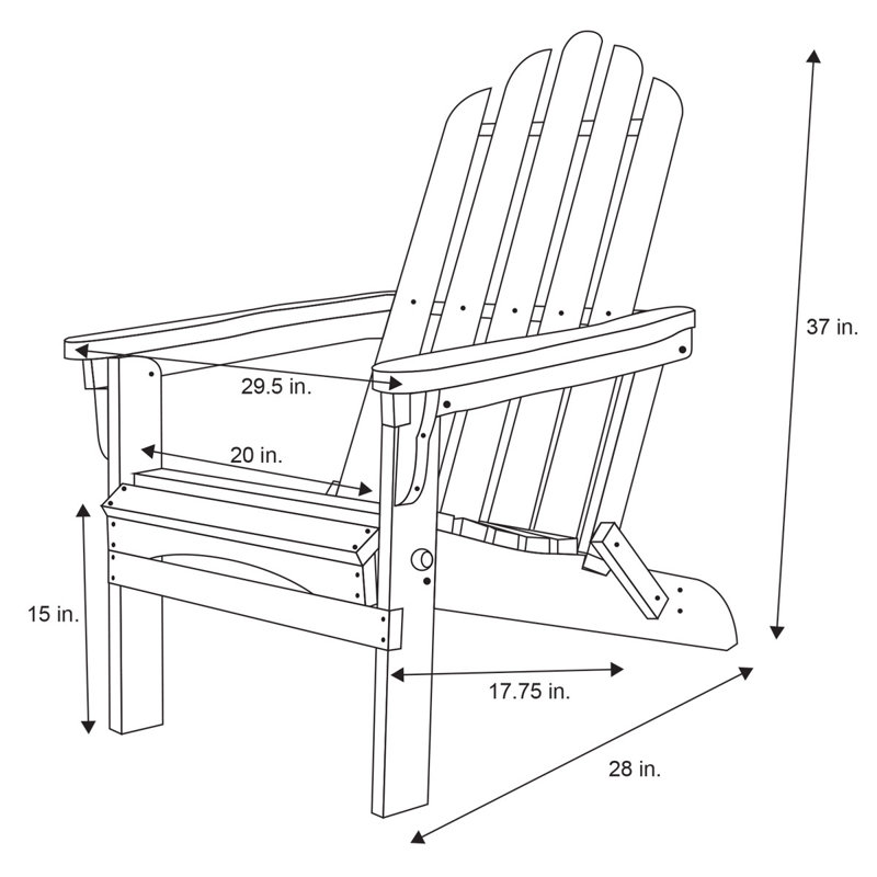 Chaise Adirondack pliante en bois massif Amza, Brun foncé