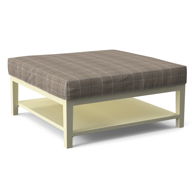 Hammond Square Ottoman, Taupe Plaid; 0126-73, Nickel Finish