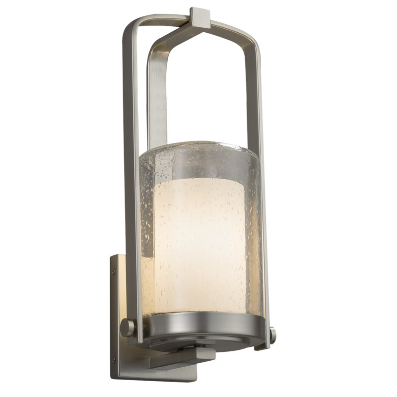 Ainka Wall Light, Matte Black, Artisan Glass Cylinder with Flat Rim, 16.5" H x 7.5" W x 7" D
