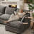 116.5" U Shaped Modular Sofa, Comfy Sectional Couch with Moveable Ottoman for Living Room-999962006