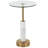 Cole And Grey Marble Round Accent Table With Gold Metal Rod And Base
