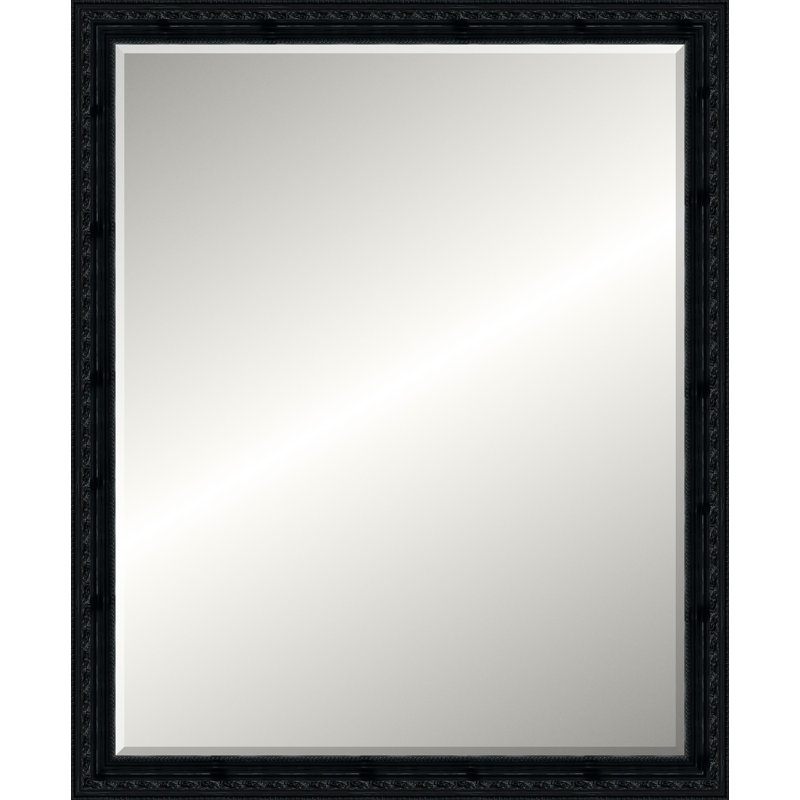 Glossy Black Gallery Mirror, Large Rectangle