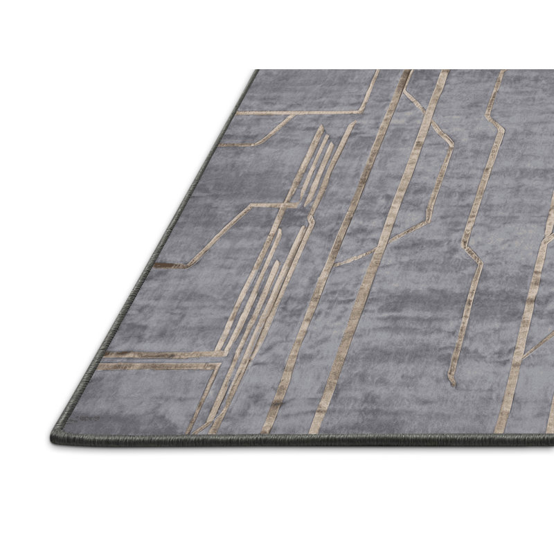 Silky Soft Plush Grey Area Rug, Round 4'