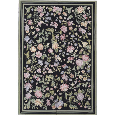 Tapis noir de haute qualité noué à la main