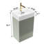 Armoire de salle de bain autoportante moderne, conception rayée, matériau standard E1, fermeture en douceur, meuble-lavabo de 20 po avec lavabo blanc, motif tendance, planche, fermeture en douceur, 50 000 cycles