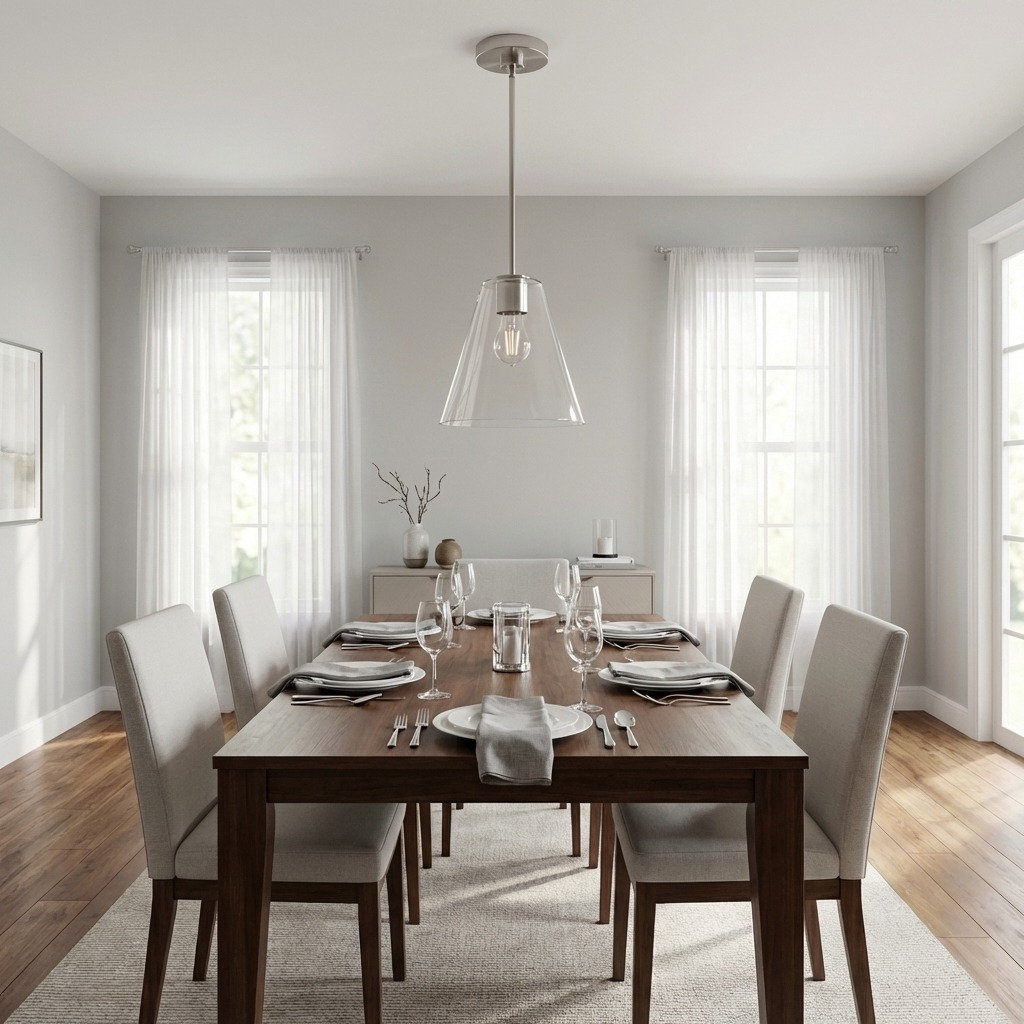 Hayden Dimmable Glass Cone Single Pendant Light, Clear, Brushed Nickel