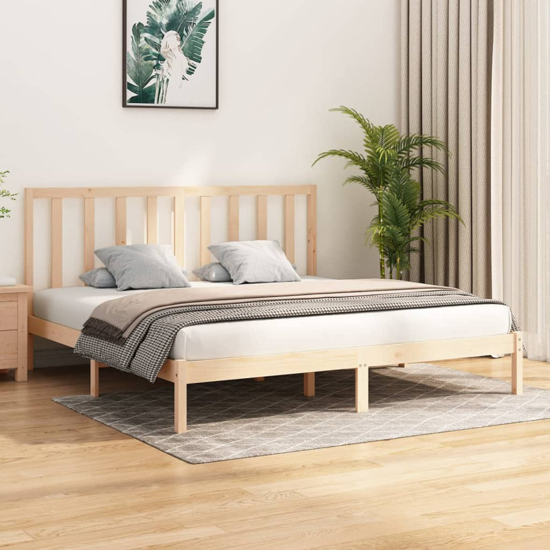 Jehieli Solid Wood Bed, Honey Brown, 200 x 200cm