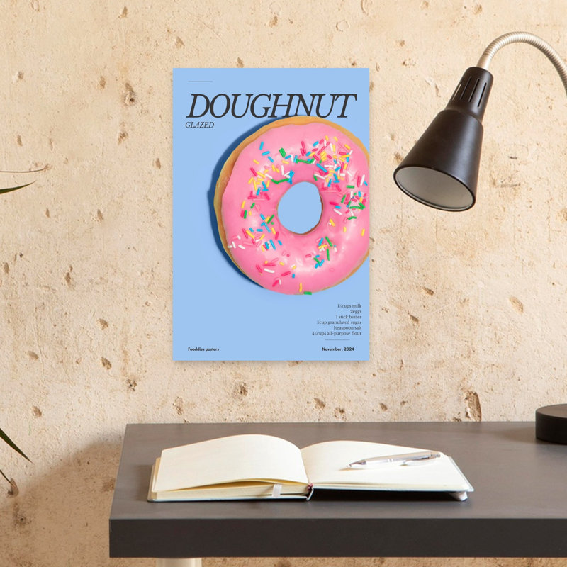 «Rose Sprinkled Donut», art mural contemporain, H 18 po x l 12 po