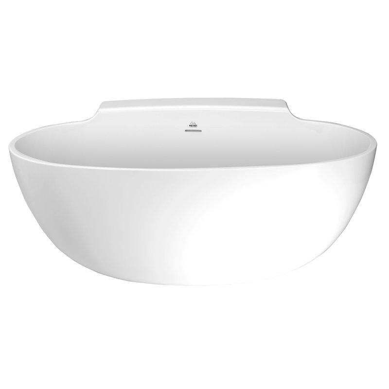 Guthrie 58'' x 36'' Soaking Solid Surface Bathtub, Satin Nickel, Matte White