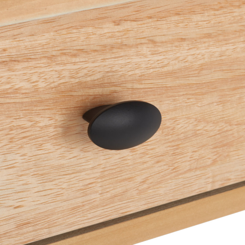 Natural Rubberwood 1-Drawer Nightstand with Graduated Legs