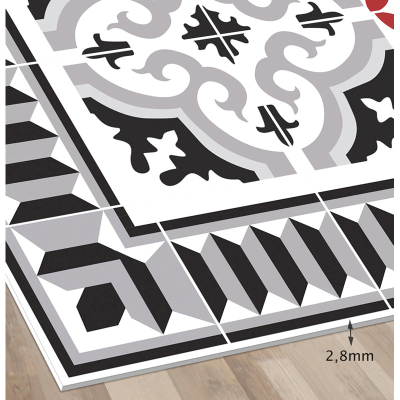 Aaheli Vinyl Machine Printed Area Rug, Rectangle 3'3.4" x 4'4.4"